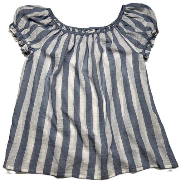 Max Studio NWT Peasant Blouse Size L Off The Shoulder Striped Top - Picture 3 of 6